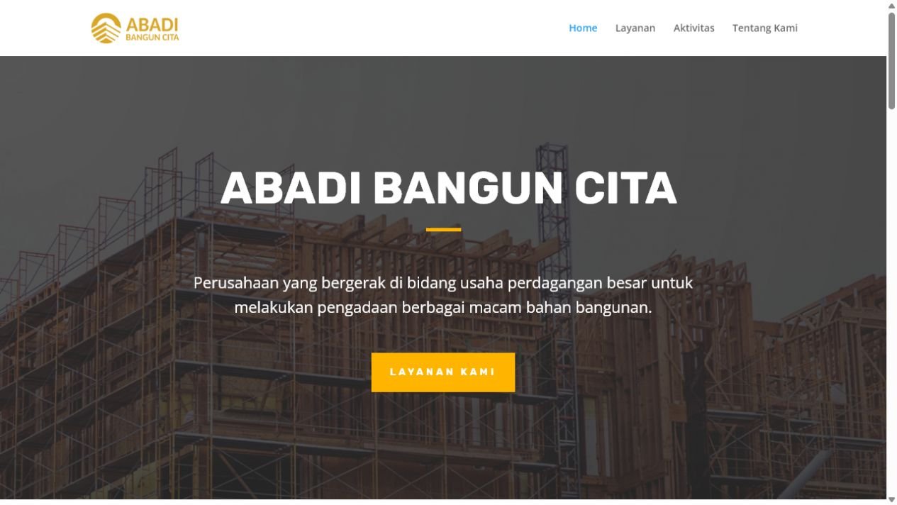 Tampilan halaman utama Abadi Bangun Cita