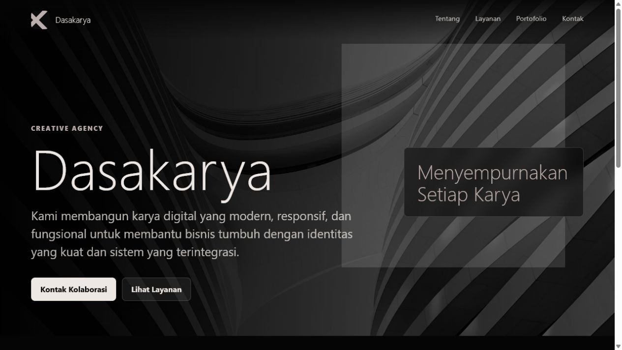 Tampilan halaman utama Dasakarya