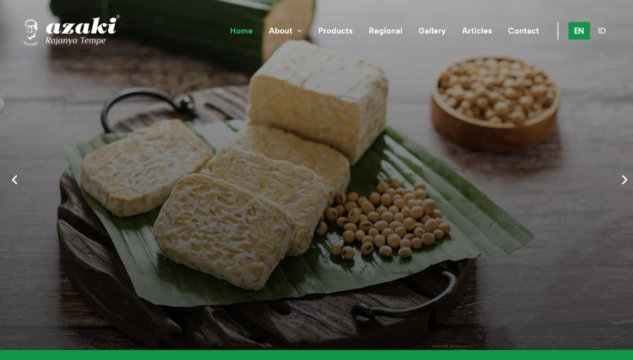 Tampilan halaman utama Rumah Tempe Azaki